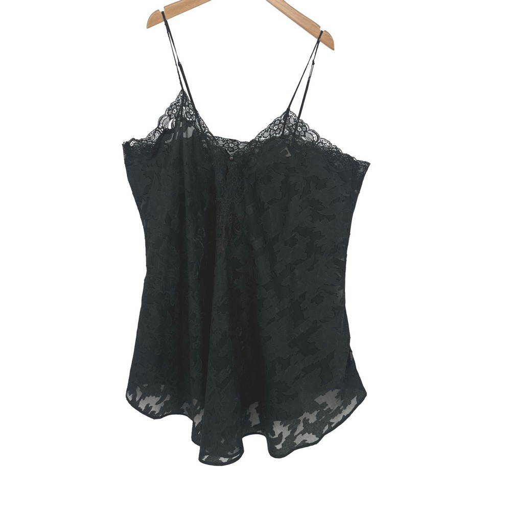 VTG Solange Chemise 18/20 Black Floral Burnout Lace Sheer Lingerie Whimsigoth